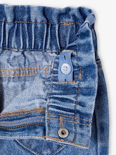 Paperbag jeans meisjes zakken hartjes denimgrijs+middenblauw+ongewassen denim - vertbaudet enfant 
