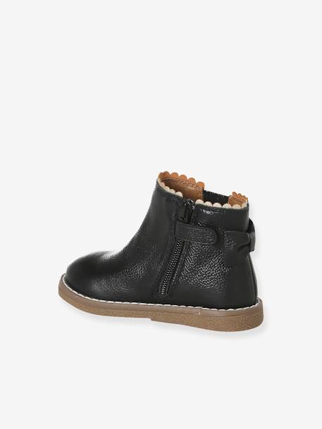 Elastische leren laarsjes voor meisjesbaby's beige, bedrukt+bordeauxrood+CAMEL+marineblauw+zwart - vertbaudet enfant 