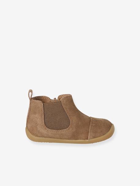 Soepel leren laarzen met rits en elastiek beige+kameel+marineblauw - vertbaudet enfant 