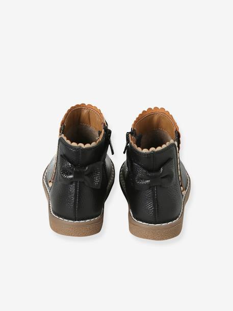Elastische leren laarsjes voor meisjesbaby's beige, bedrukt+bordeauxrood+CAMEL+marineblauw+zwart - vertbaudet enfant 