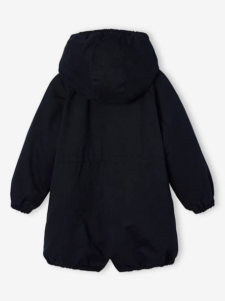 Meisjesparka met capuchon gevoerd met imitatiebont rozenhout+zwart - vertbaudet enfant 