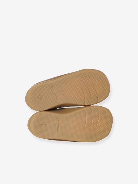 Soepel leren laarzen met rits en elastiek beige+kameel+marineblauw - vertbaudet enfant 