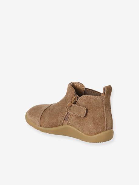 Soepel leren laarzen met rits en elastiek beige+kameel+marineblauw - vertbaudet enfant 