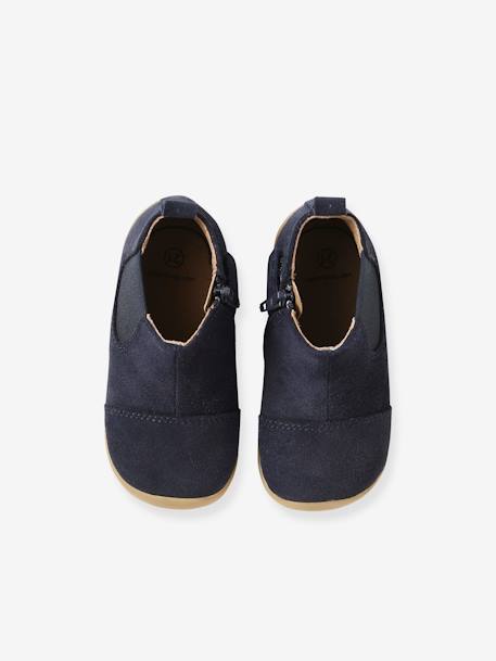 Soepel leren laarzen met rits en elastiek beige+kameel+marineblauw - vertbaudet enfant 