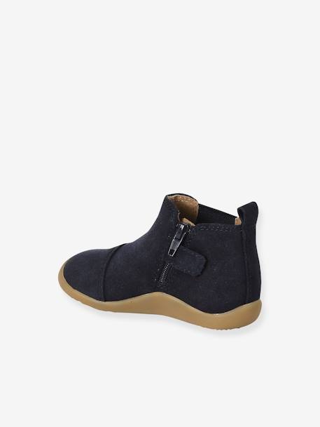 Soepel leren laarzen met rits en elastiek beige+kameel+marineblauw - vertbaudet enfant 