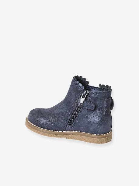Elastische leren laarsjes voor meisjesbaby's beige, bedrukt+bordeauxrood+CAMEL+marineblauw+zwart - vertbaudet enfant 