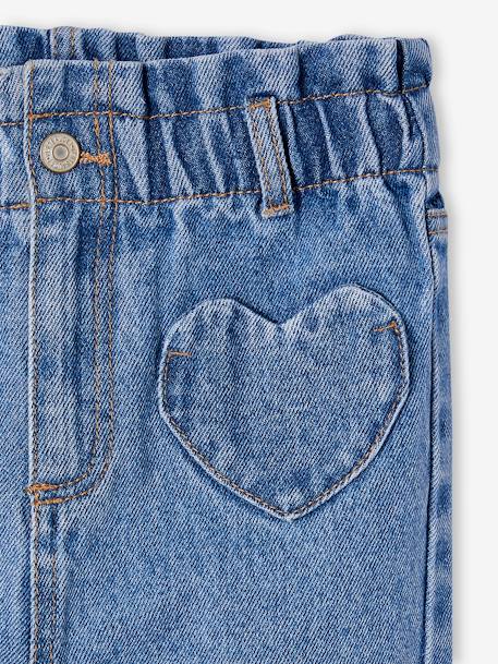 Paperbag jeans meisjes zakken hartjes denimgrijs+middenblauw+ongewassen denim - vertbaudet enfant 