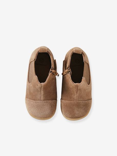 Soepel leren laarzen met rits en elastiek beige+kameel+marineblauw - vertbaudet enfant 