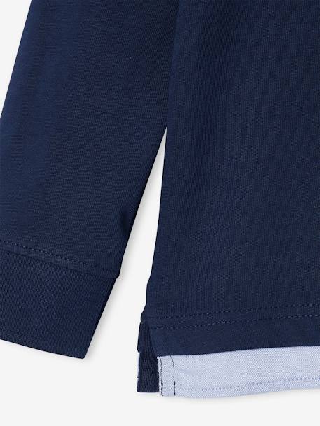 Gestreepte polo jongens effect 2-in-1 6680+donkerblauw+Engels groen+marineblauw+rood gestreept - vertbaudet enfant 