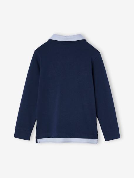 Gestreepte polo jongens effect 2-in-1 6680+donkerblauw+Engels groen+marineblauw+rood gestreept - vertbaudet enfant 