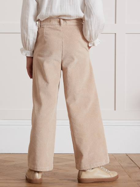 Wijde broek CYRILLUS beige+framboos+marineblauw - vertbaudet enfant 