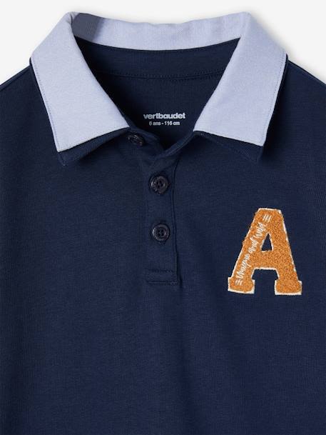 Gestreepte polo jongens effect 2-in-1 6680+donkerblauw+Engels groen+marineblauw+rood gestreept - vertbaudet enfant 