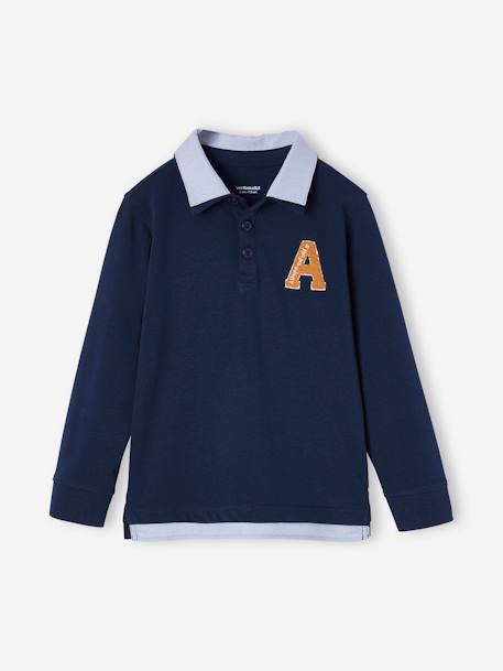 Gestreepte polo jongens effect 2-in-1 6680+donkerblauw+Engels groen+marineblauw+rood gestreept - vertbaudet enfant 