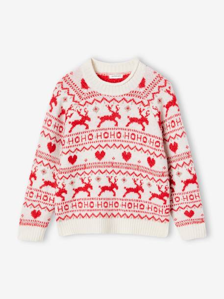 Jacquard meisjestrui in kerstthema mt glanzende draden ecru - vertbaudet enfant 