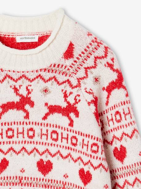 Jacquard meisjestrui in kerstthema mt glanzende draden ecru - vertbaudet enfant 