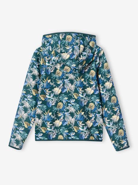 Sport sweatshirt met rits en bloemenprint in technisch materiaal antraciet+ecru+groen, bedrukt+oudroze - vertbaudet enfant 