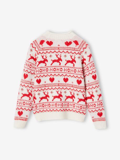 Jacquard meisjestrui in kerstthema mt glanzende draden ecru - vertbaudet enfant 