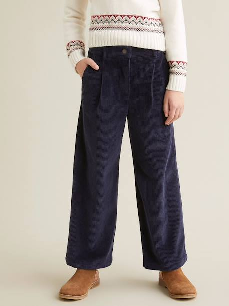 Wijde broek CYRILLUS beige+framboos+marineblauw - vertbaudet enfant 