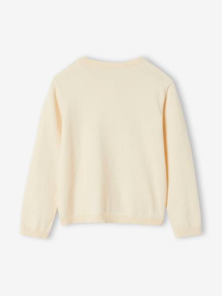 Meisjesvest Basics van fijn breisel antraciet+gemêleerd beige+grijsblauw+marineblauw+pruim+rozenhout+smaragdgroen+vanille - vertbaudet enfant 