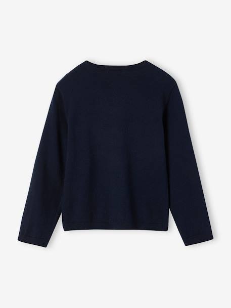 Meisjesvest Basics van fijn breisel antraciet+gemêleerd beige+grijsblauw+marineblauw+pruim+rozenhout+smaragdgroen+vanille - vertbaudet enfant 