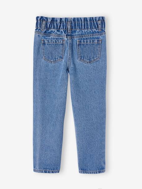 Paperbag jeans meisjes zakken hartjes denimgrijs+middenblauw+ongewassen denim - vertbaudet enfant 