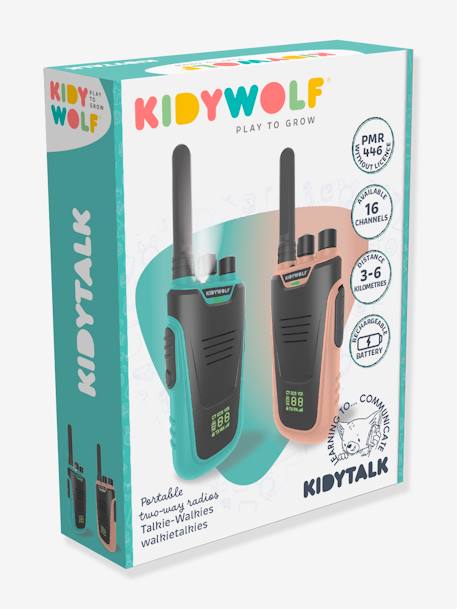 Kidytalk - Oplaadbare Walkie Talkie - KIDYWOLF blauw+groen+nude - vertbaudet enfant 