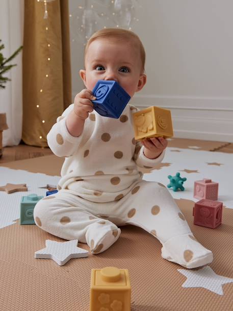 Set van 6 kubussen en 4 activiteitenballen meerkleurig - vertbaudet enfant 
