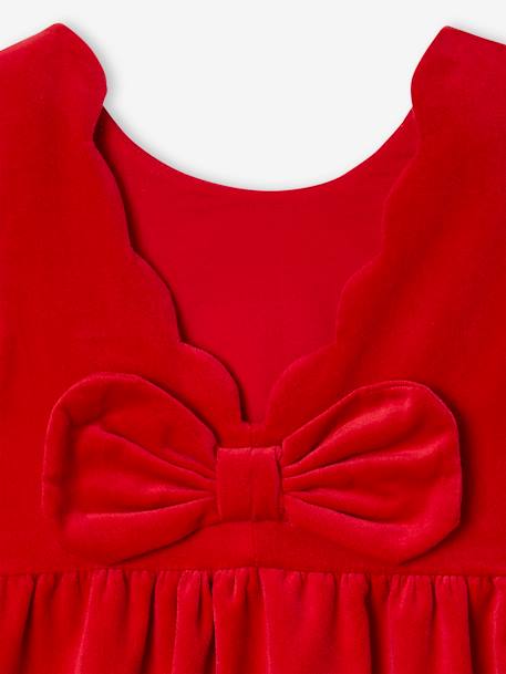 Feestjurk van glad fluweel met een strik op de rug rood - vertbaudet enfant 
