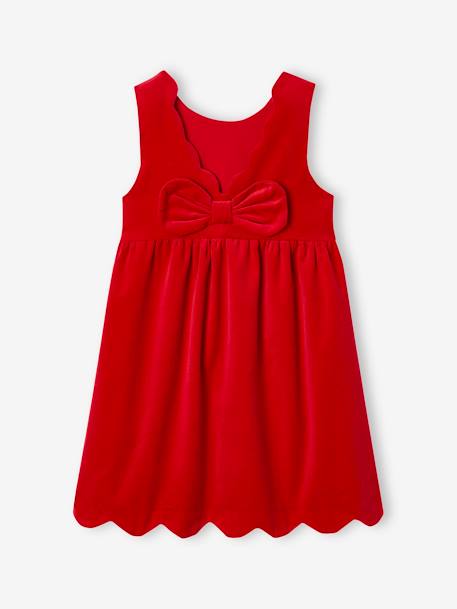 Feestjurk van glad fluweel met een strik op de rug rood - vertbaudet enfant 