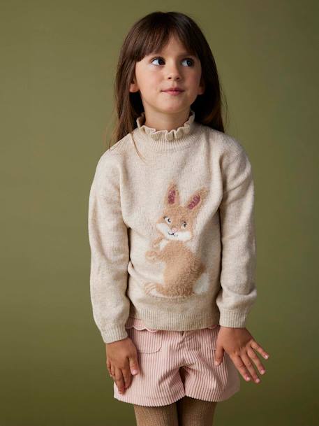 Meisjestrui in jacquard met pailletten gemêleerd beige - vertbaudet enfant 