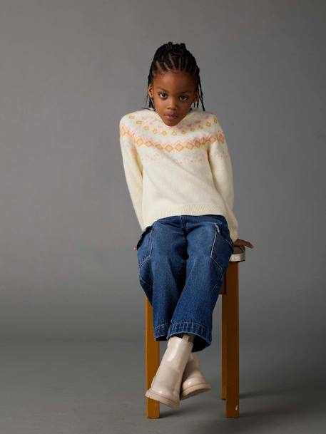 Jacquard meisjestrui ecru - vertbaudet enfant 