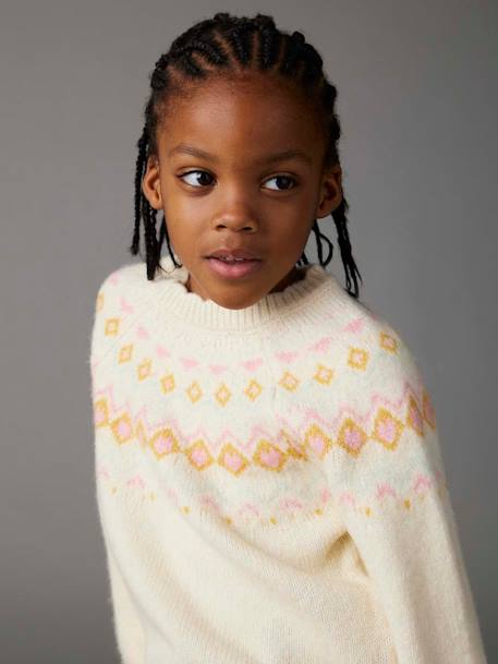 Jacquard meisjestrui ecru - vertbaudet enfant 