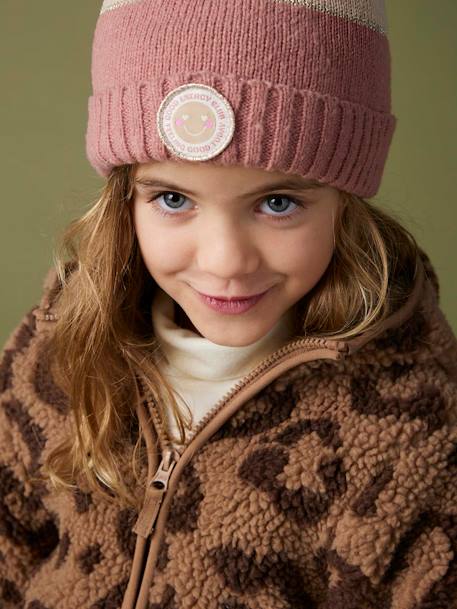 Vest met luipaardprint en capuchon van sherpa meisje bruin, bedrukt - vertbaudet enfant 