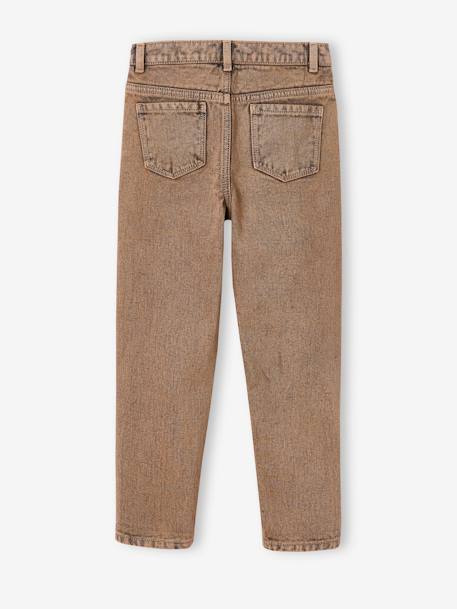 Overgeverfde mom-jeans voor meisjes cappuccino - vertbaudet enfant 