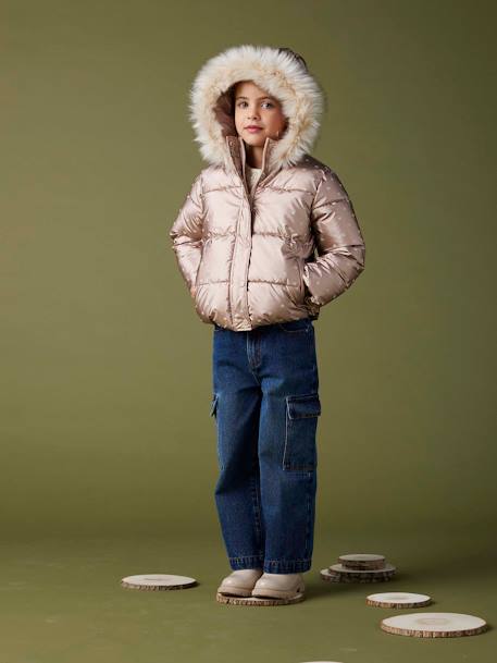 Wijde cargojeans meisjes donkerblauw - vertbaudet enfant 