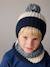 Set jongens muts + snood + handschoenen in colorblock nachtblauw - vertbaudet enfant 