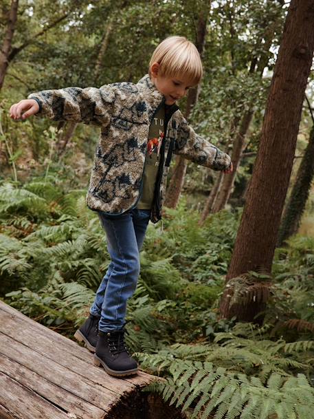 Rechte fleecebroek jongens denim look DARK GROSS+denim grijs+double stone+gebleekt denim+STONE MIDDEN+zwart denim - vertbaudet enfant 