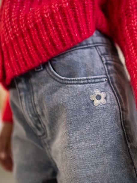 Wijde meisjesjeans blauw+denimgrijs+gebleekt denim+middenblauw+ongewassen denim+stone+zwart denim - vertbaudet enfant 