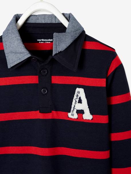 Gestreepte polo jongens effect 2-in-1 6680+donkerblauw+Engels groen+marineblauw+rood gestreept - vertbaudet enfant 