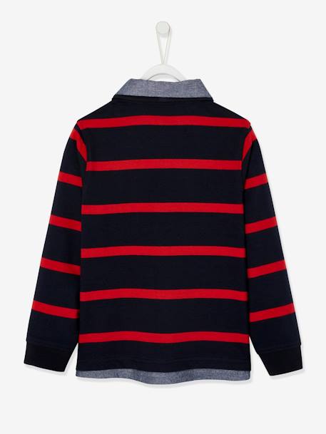 Gestreepte polo jongens effect 2-in-1 6680+donkerblauw+Engels groen+marineblauw+rood gestreept - vertbaudet enfant 