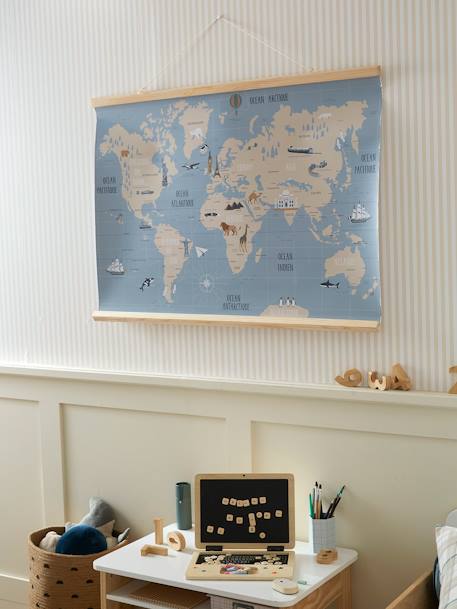 Kaart van de wereld papier muurdecoratie Wereldkaart Blauw - vertbaudet enfant 
