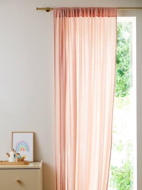 Katoenen gaasbuisgordijn ecru+grijsblauw+kaneel+mokka+roze (poederkleur)+rozen+saliegroen+wit - vertbaudet enfant 