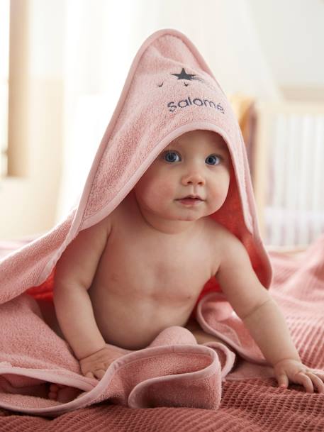 Badcape + washand personaliseerbaar Oeko-Tex® blauwgroen+framboos+medium blauw+oker+poederroze+wit+zeegroen - vertbaudet enfant 