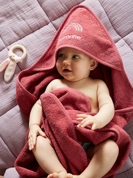 Badcape + washand personaliseerbaar Oeko-Tex® blauwgroen+framboos+medium blauw+oker+poederroze+wit+zeegroen - vertbaudet enfant 