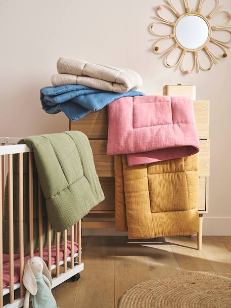 Effen bi-materiaal vloermat / boxkleed indigoblauw+okergeel+olijf+taupe+terracotta+vanille - vertbaudet enfant 