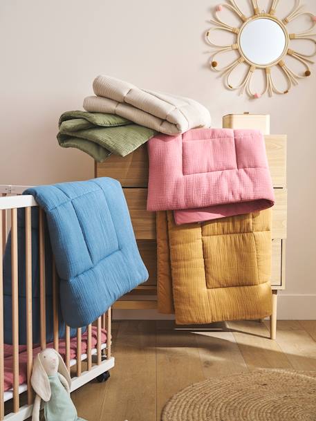 Effen bi-materiaal vloermat / boxkleed indigoblauw+okergeel+olijf+taupe+terracotta+vanille - vertbaudet enfant 