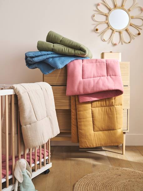 Effen bi-materiaal vloermat / boxkleed indigoblauw+okergeel+olijf+taupe+terracotta+vanille - vertbaudet enfant 