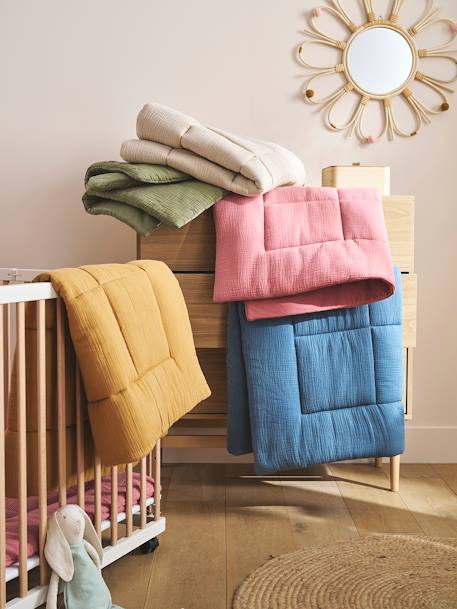 Effen bi-materiaal vloermat / boxkleed indigoblauw+okergeel+olijf+taupe+terracotta+vanille - vertbaudet enfant 
