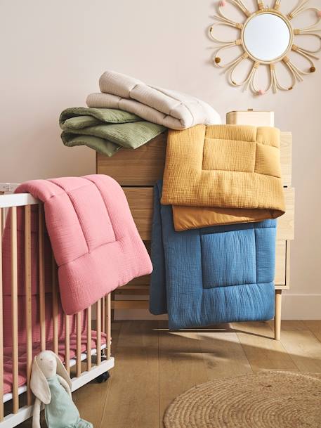 Effen bi-materiaal vloermat / boxkleed indigoblauw+okergeel+olijf+taupe+terracotta+vanille - vertbaudet enfant 