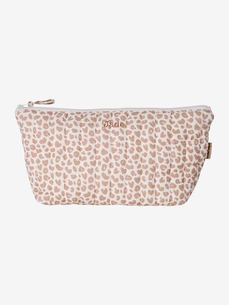 Toilettas voor kind in katoengaas beige, bedrukt+grijsblauw+print bloemen zolder+roze, bedrukt - vertbaudet enfant 